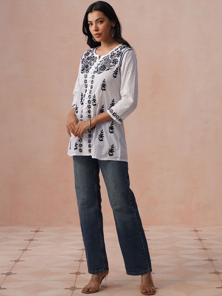 Rumah Wanita Chikankari Kurta Chikankari Sulaman Bunga