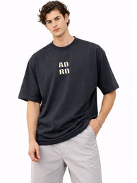 ADRO Graphic Printed Drop-Shoulder Sleeves Cotton T-shirt
