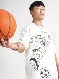 Highlander Looney Tunes Bercetak Lengan Khotbah Leher Leher Bulat