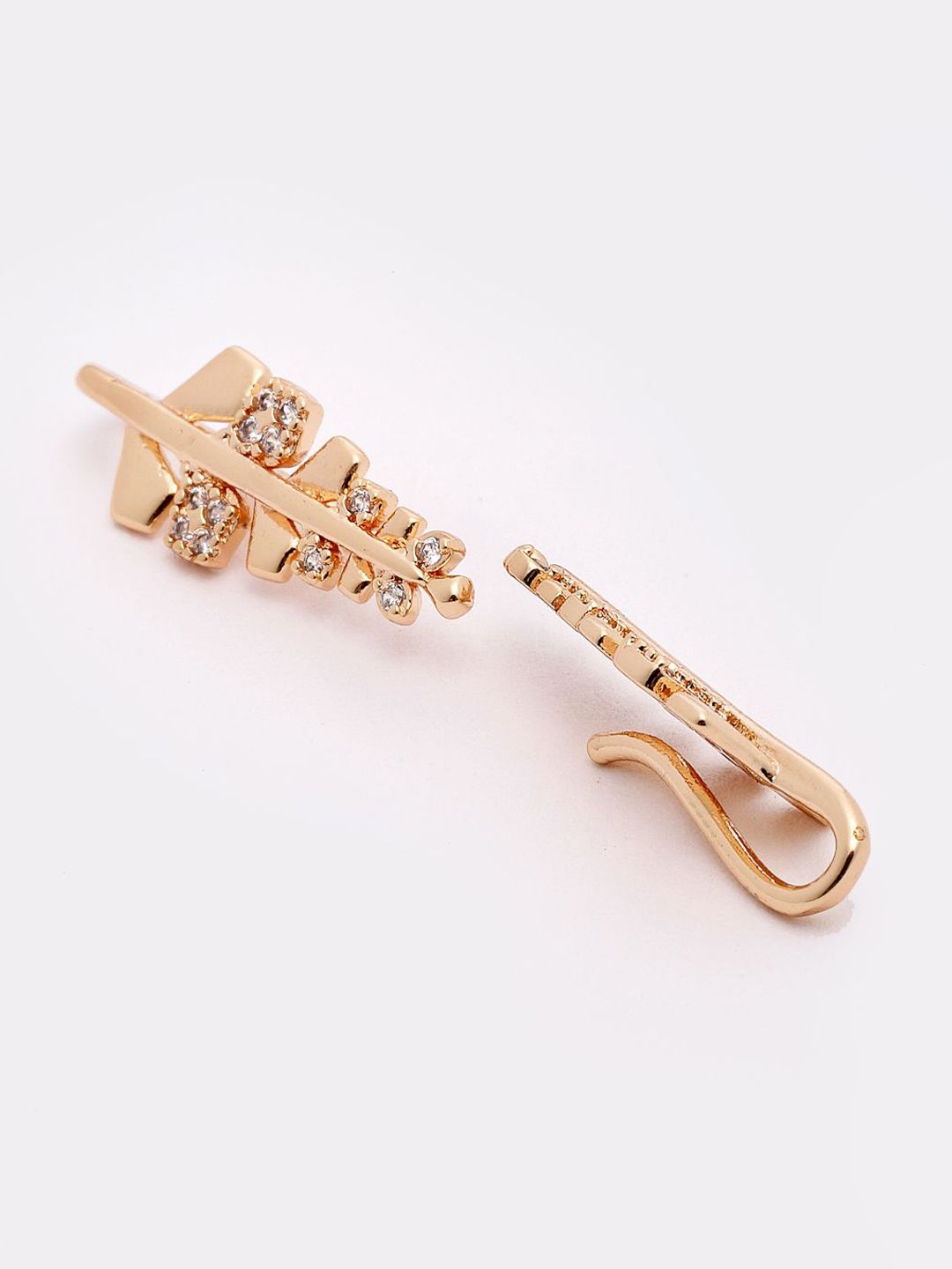 DressBerry Gold-Plated Contemporary Stone Studded Drop Earrings