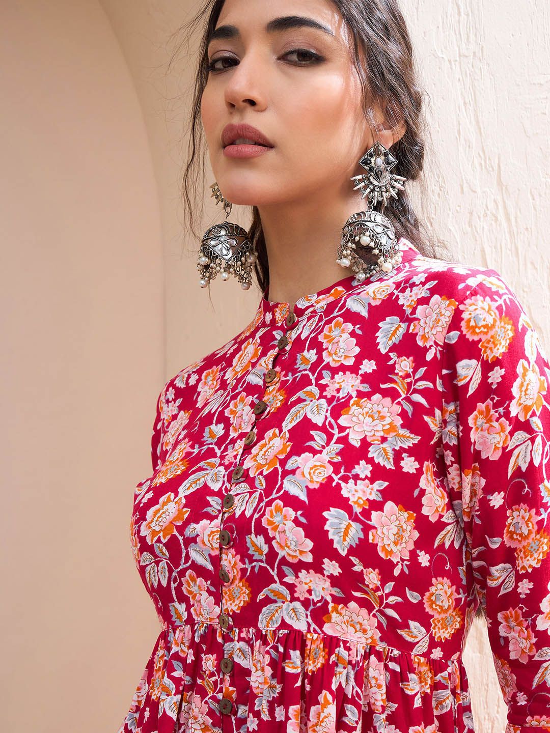 Shae by SASSAFRAS Floral Printed Pleated Kurti