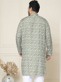 SOJANYA Plus Ethnic Motifs Printed Mandarin Collar Long Sleeves Pure Cotton Straight Kurta