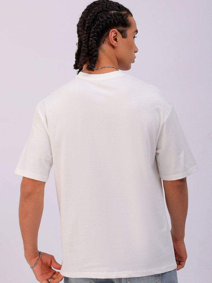 The Indian Garage Co Men Typography Printed Round Neck Cotton Oversized T-Shirt