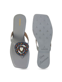 Mochi Women Embellished T-Strap Flats