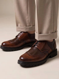 MONKSTORY Brown & Tan Atelier 1900 Wingtip Bicolor Lace-Ups Brogue