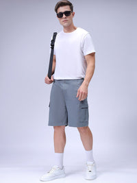 The Indian Garage Co Men Relaxed Fit Pure Cotton Mid-Rise Utility Cargo Shorts
