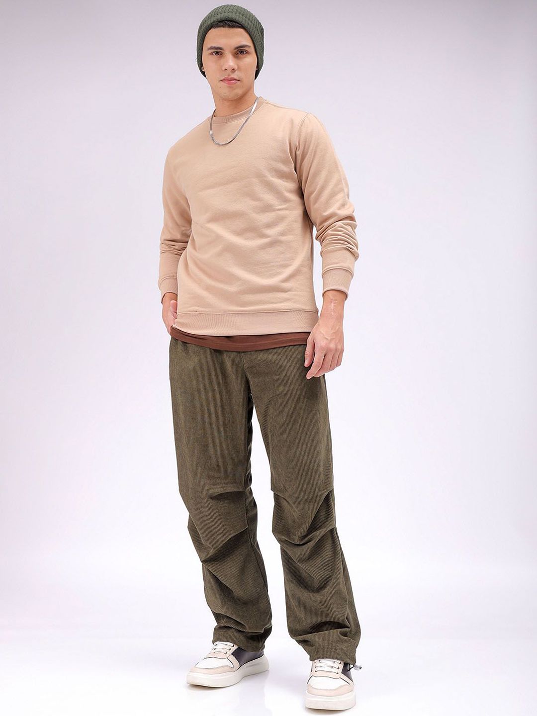 The Indian Garage Co Men Striped Tapered Fit Regular Trousers
