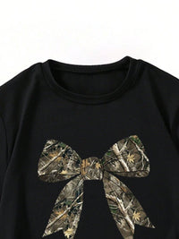 YK Girls Printed Round Neck T-Shirt With Trouser