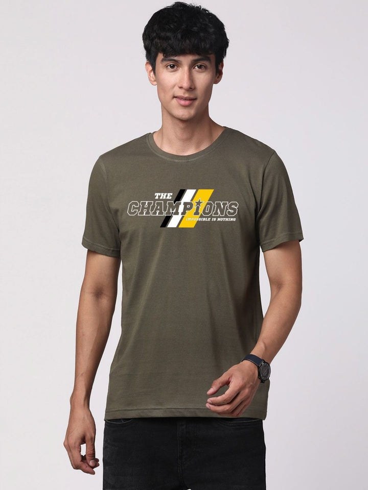 ADRO Men Typography Printed Pure Cotton Round Neck T-shirt