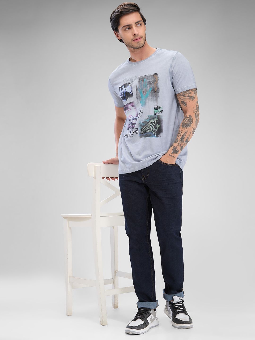 SPYKAR Men Graphic Printed Round Neck Cotton T-shirt