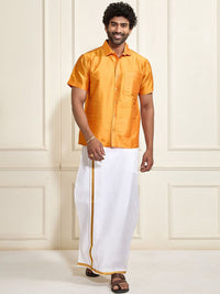 VASTRAMAY Shirt Collar Shirt With Veshti