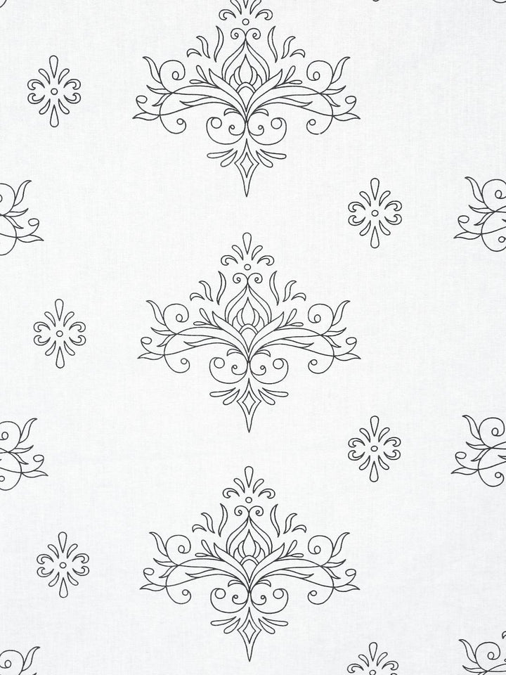 Myntra Elegant Homes White & Grey Floral 400 TC Cadar dengan 2 Sarung Bantal
