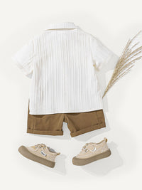 YK Boys Self Design Short Sleeves Shirt With Shorts