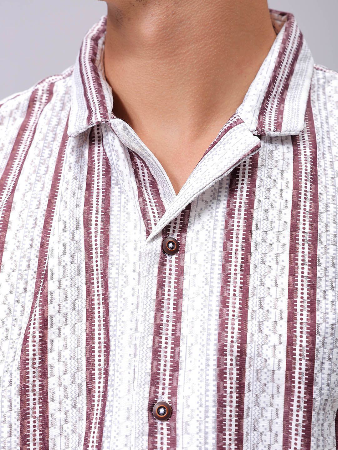 The Indian Garage Co Men Relaxed Fit Striped Textured Resortwear Shirt