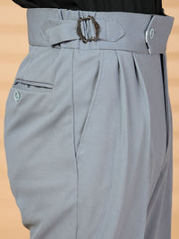 KLOTTHE Men Grey Lycra Formal Formal Trousers