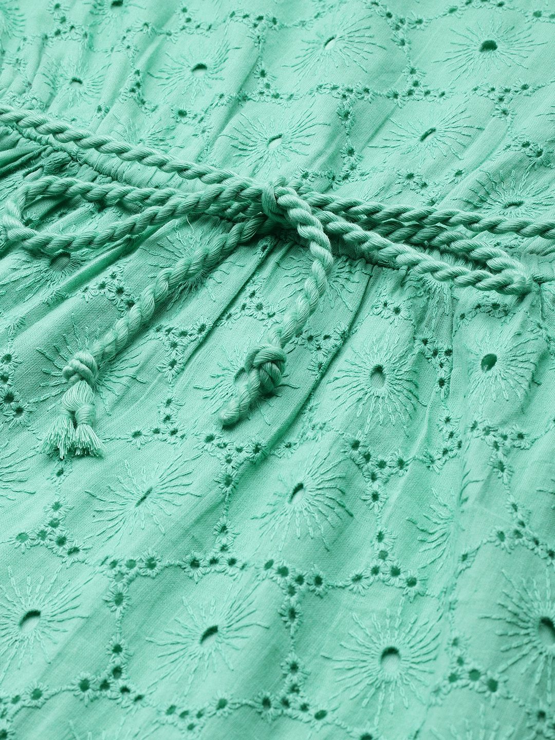 all about you Schiffli Detail Pure Cotton Fit & Flare Mini Dress