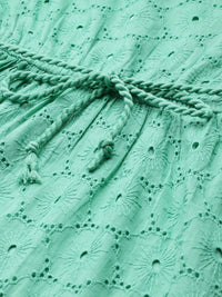 all about you Schiffli Detail Pure Cotton Fit & Flare Mini Dress