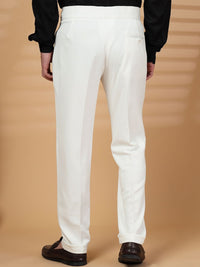 KLOTTHE Men White Lycra Formal Formal Trousers
