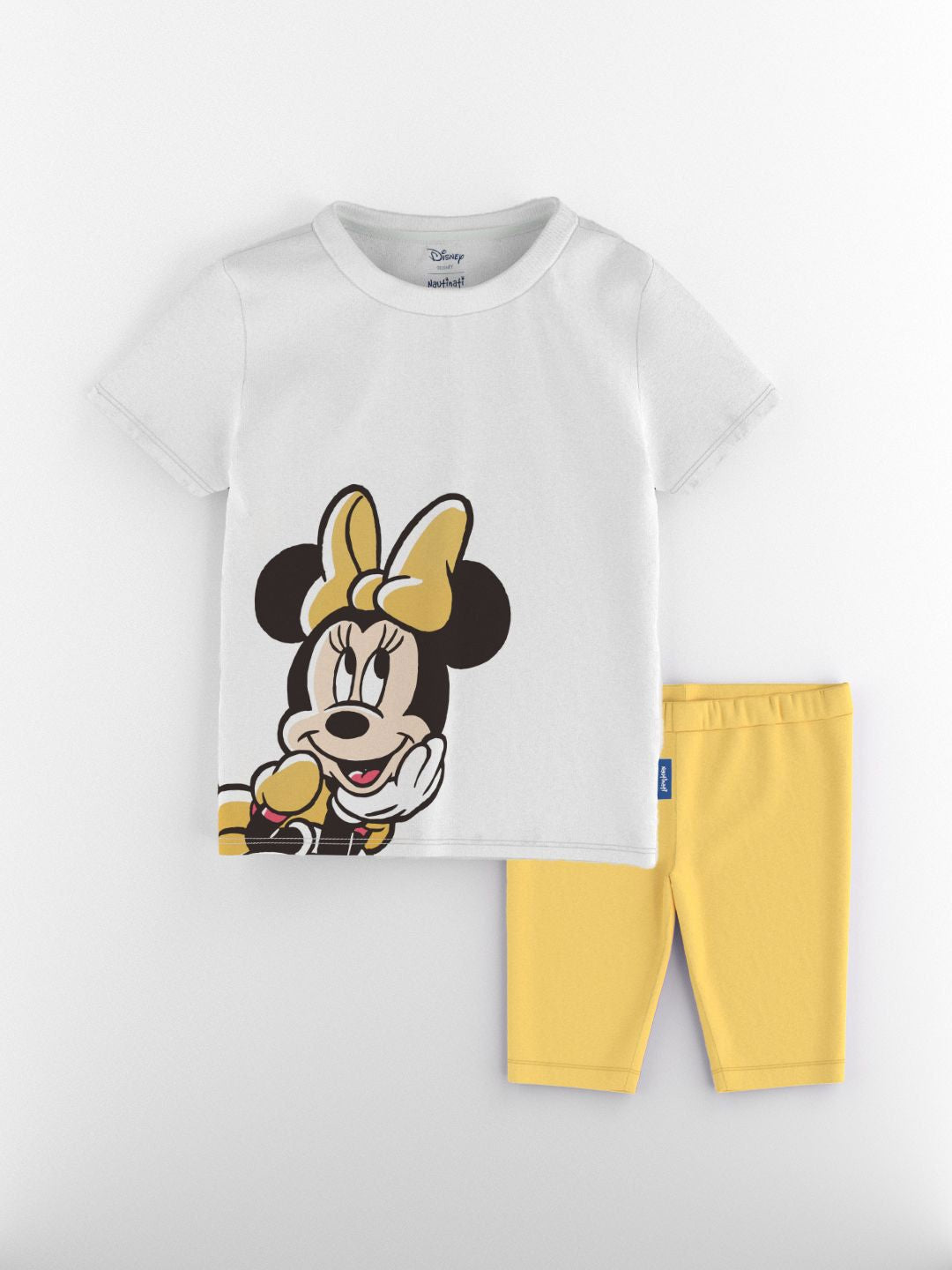 NautiNati Disney Girls Minnie Mouse Printed T-shirt and Solid Shorts
