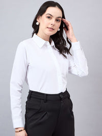 Style Quotient Women Smart Spread Collar Solid Cotton Formal Shirt