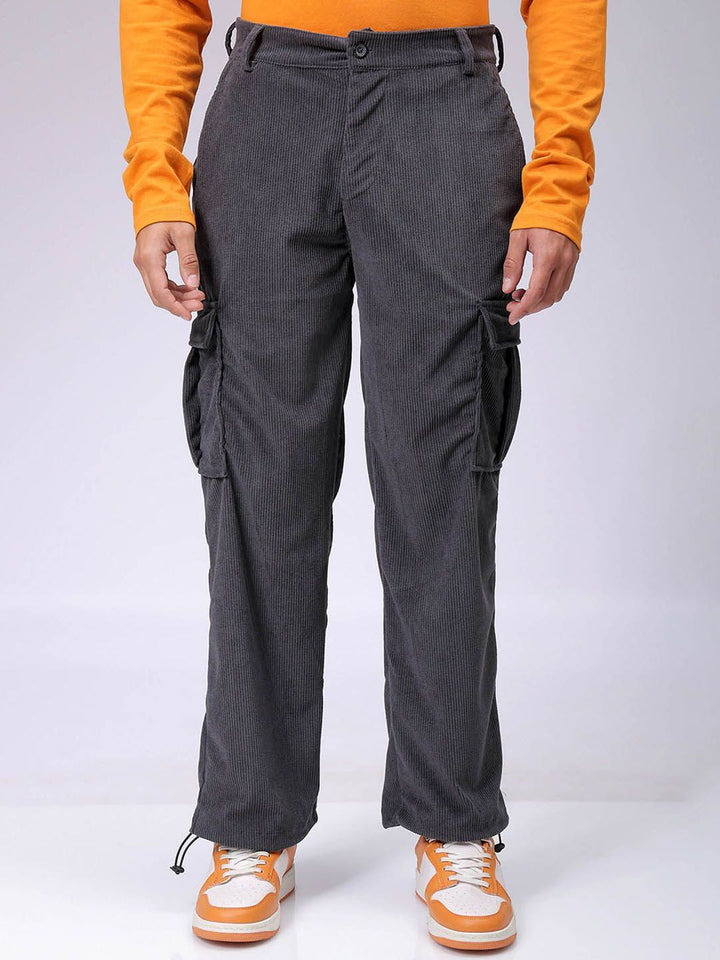 The Indian Garage Co Men Textured Loose Fit Cargos Trousers