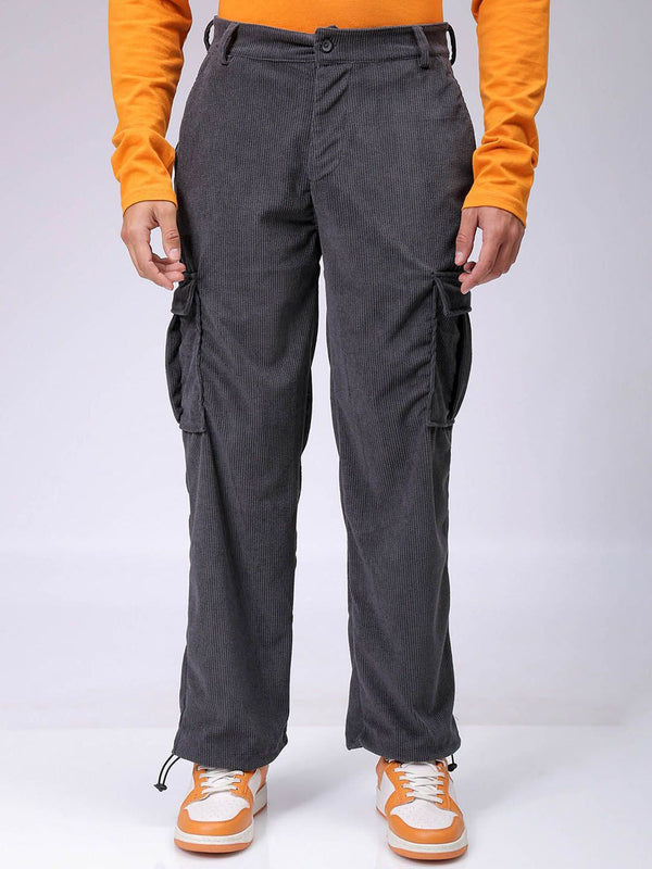 The Indian Garage Co Men Textured Loose Fit Cargos Trousers