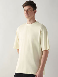Bewakoof Men Cotton White Solid Oversize T-Shirt
