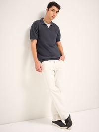 THE BEAR HOUSE Men Self Design Polo Collar Cotton T-shirt