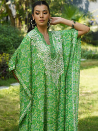 Rumah Chikankari Wanita Bercetak Chikankari Crepe Kaftan Kurta