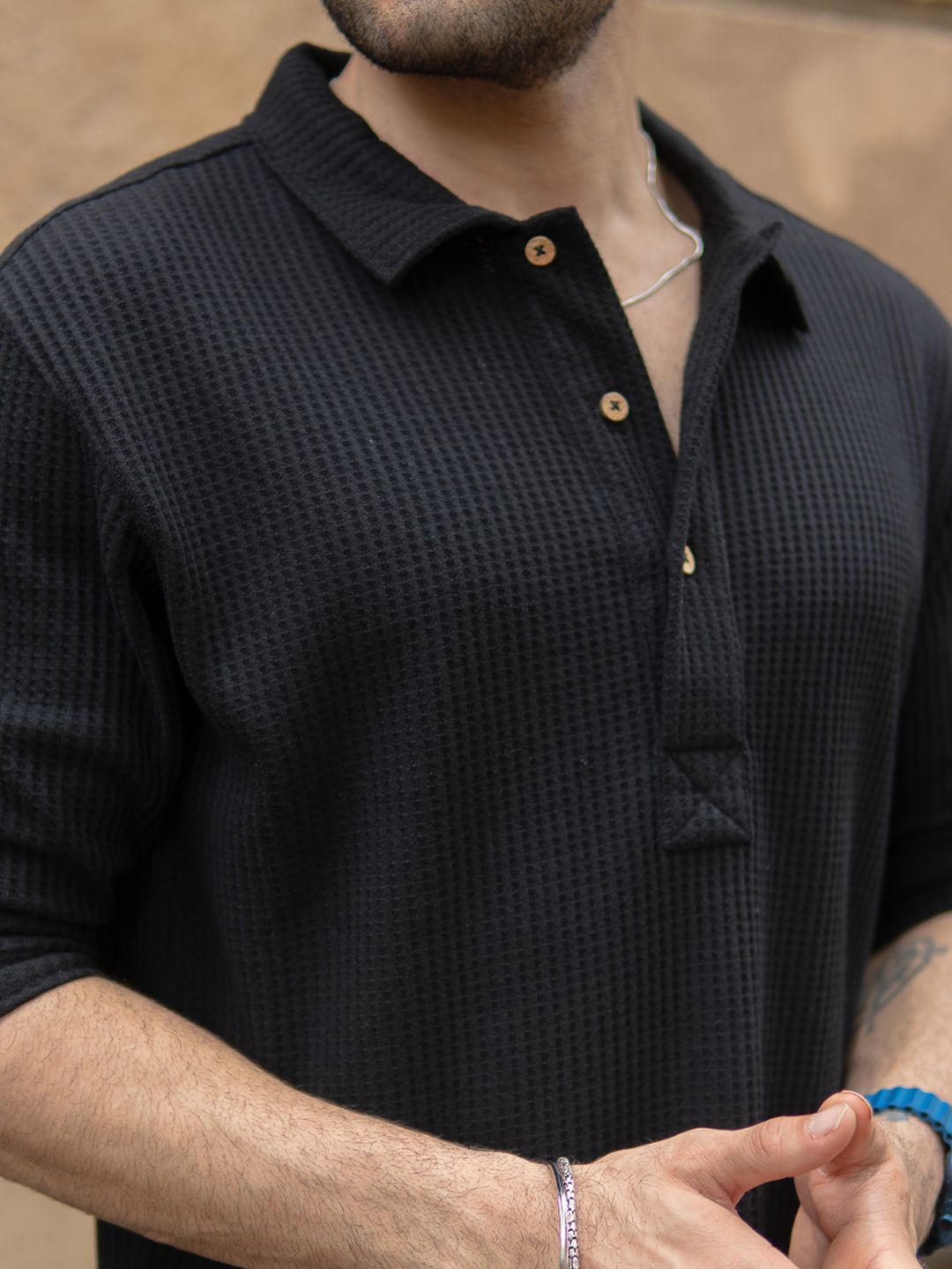 Powerlook Men Textured Spread Collar Casual Shirt