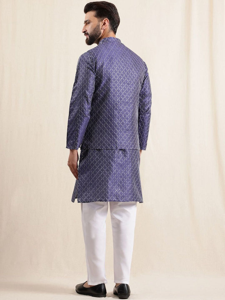 Kurta Sulam Geometri Lelaki Anouk dengan Piyama