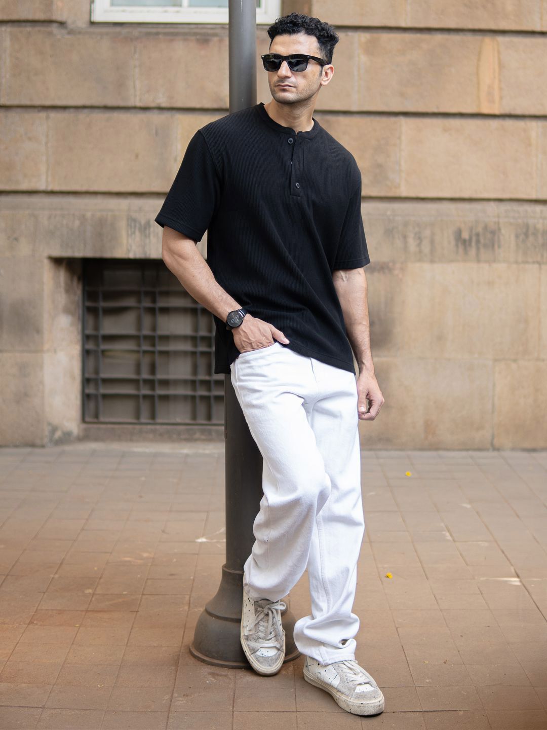 Powerlook Men Drop-Shoulder Sleeves T-shirt