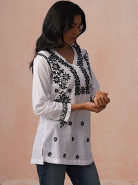 Rumah Wanita Chikankari Kurta Sulam Bunga