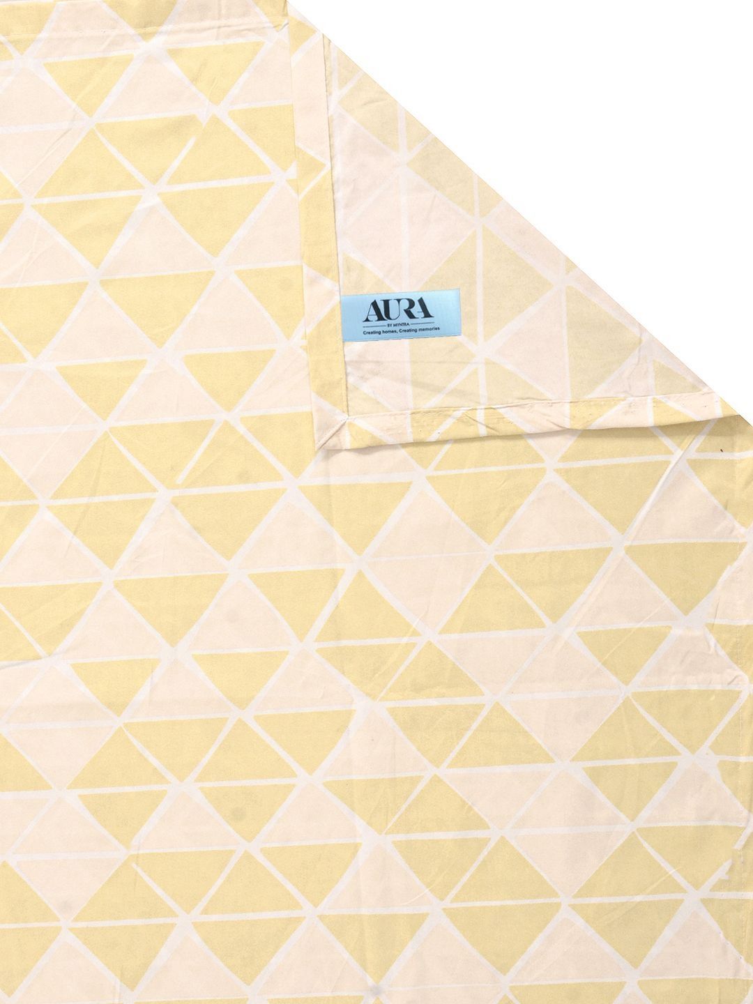 Aura Yellow & White Geometric Printed 300 TC King Bedsheet Set 2.5 x 2.25 m