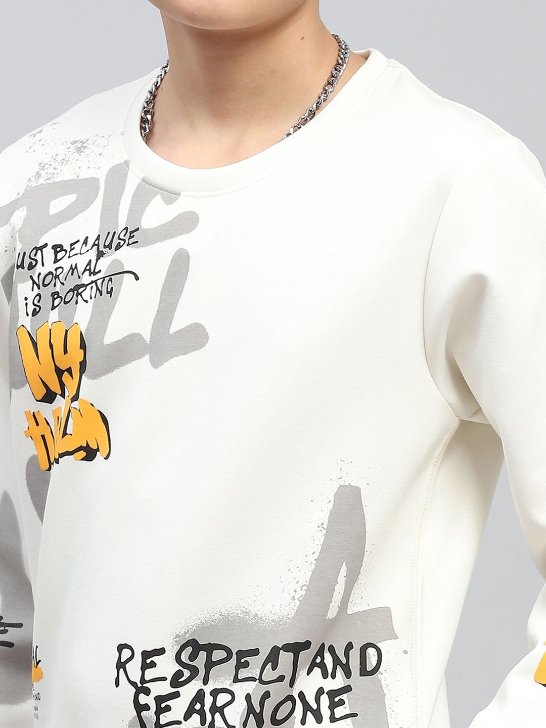 Monte Carlo Boys Printed Solid Cotton Sweatshirt