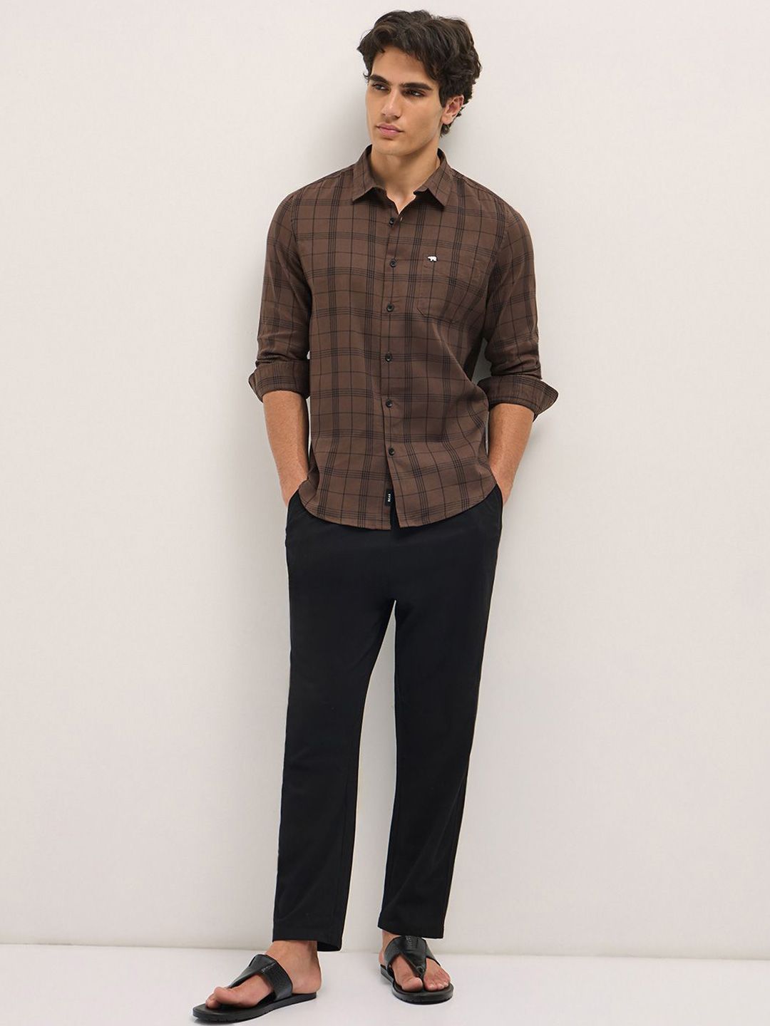 THE BEAR HOUSE Men Slim Fit Opaque Checked Casual Shirt
