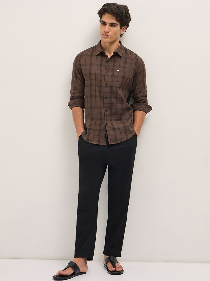 THE BEAR HOUSE Men Slim Fit Opaque Checked Casual Shirt
