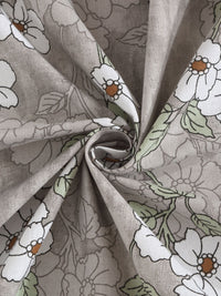 Myntra Elegant Homes Grey & White Floral 400 TC Single Bedsheet with 1 Pillow Covers