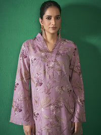 Anouk Floral Printed V-Neck Bell Sleeves Straight Kurta