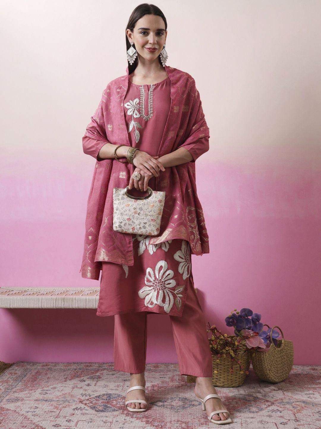 KALINI Women Embroidered A-Line Kurta Set