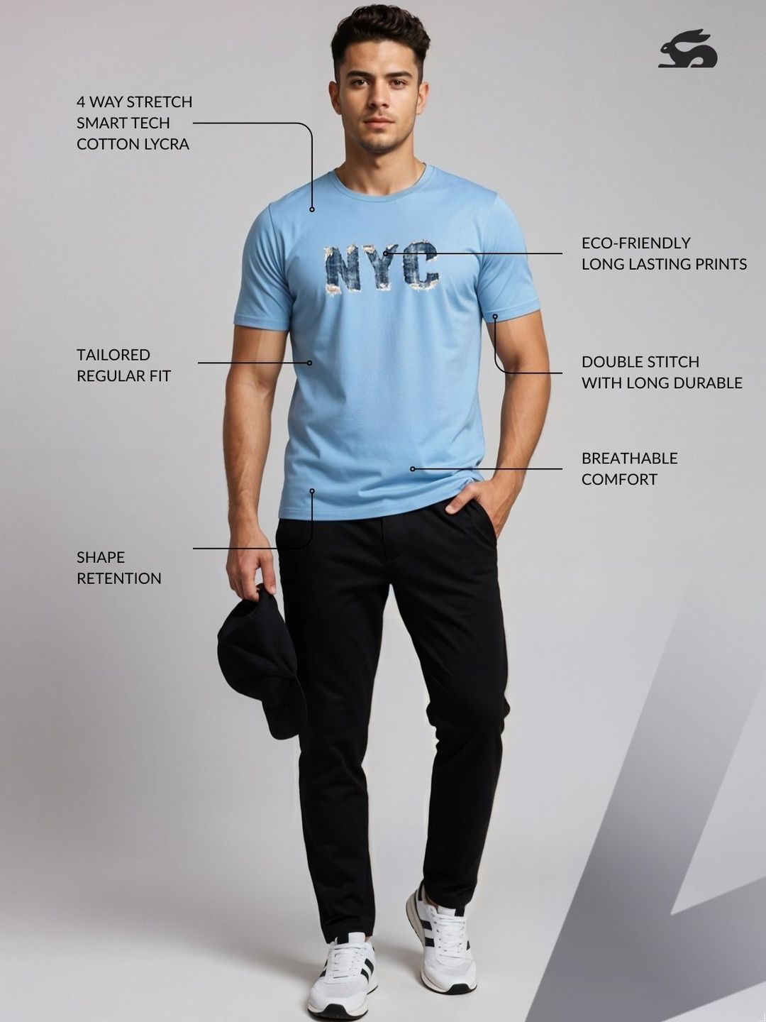 ADRO Typography Printed Short Sleeves Cotton Regular Fit T-shirt