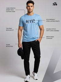 ADRO Typography Printed Short Sleeves Cotton Regular Fit T-shirt