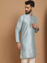 Anouk Men Blue Geometric Thread Work Kurta
