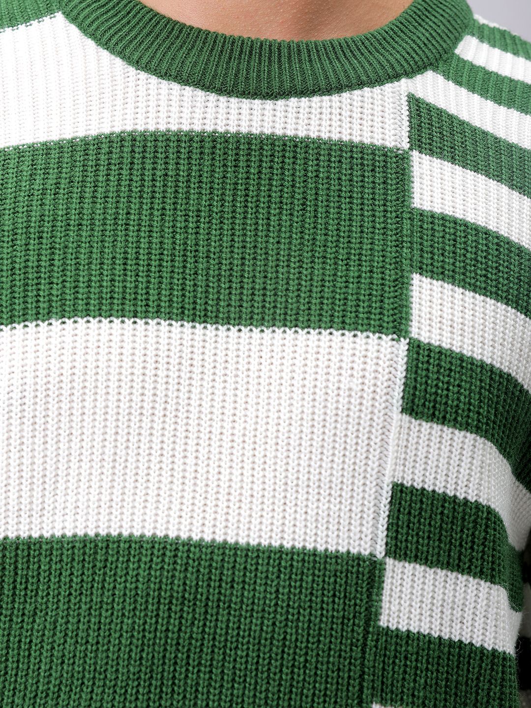The Indian Garage Co Men Round Neck Long Sleeves Striped Pullover