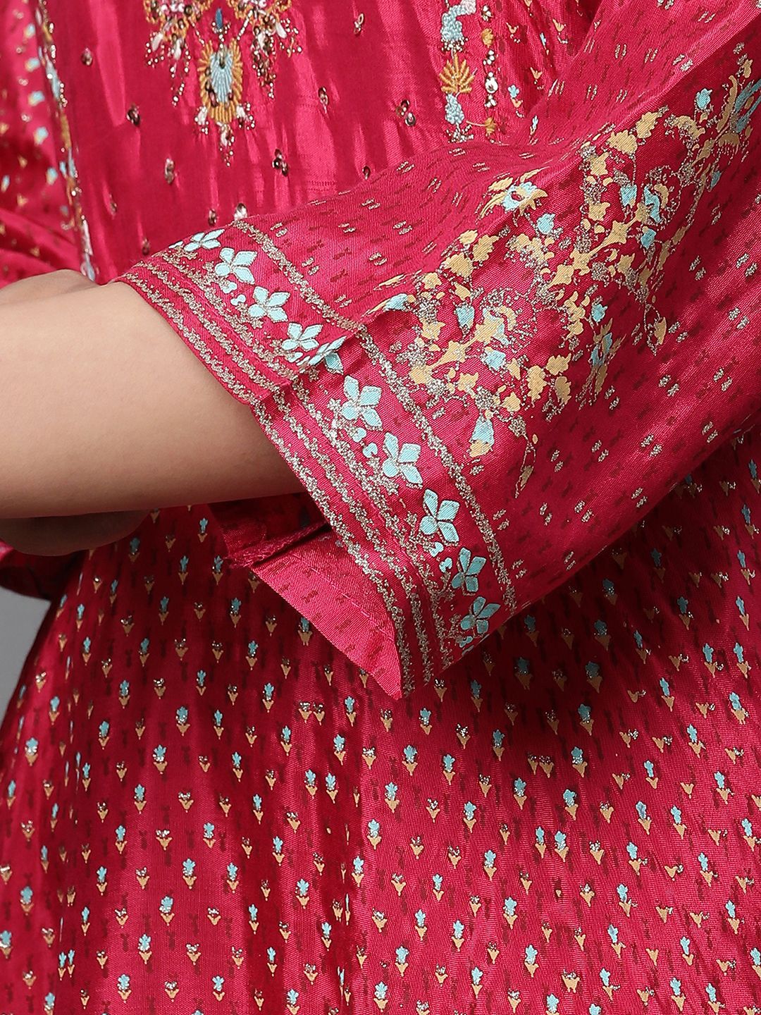 W Ethnic Motifs Flared Sleeve Maxi Dress