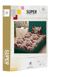 KLOTTHE Beige Floral Printed Dilengkapi 300 TC Single Cadar 7D Dengan Sarung Bantal
