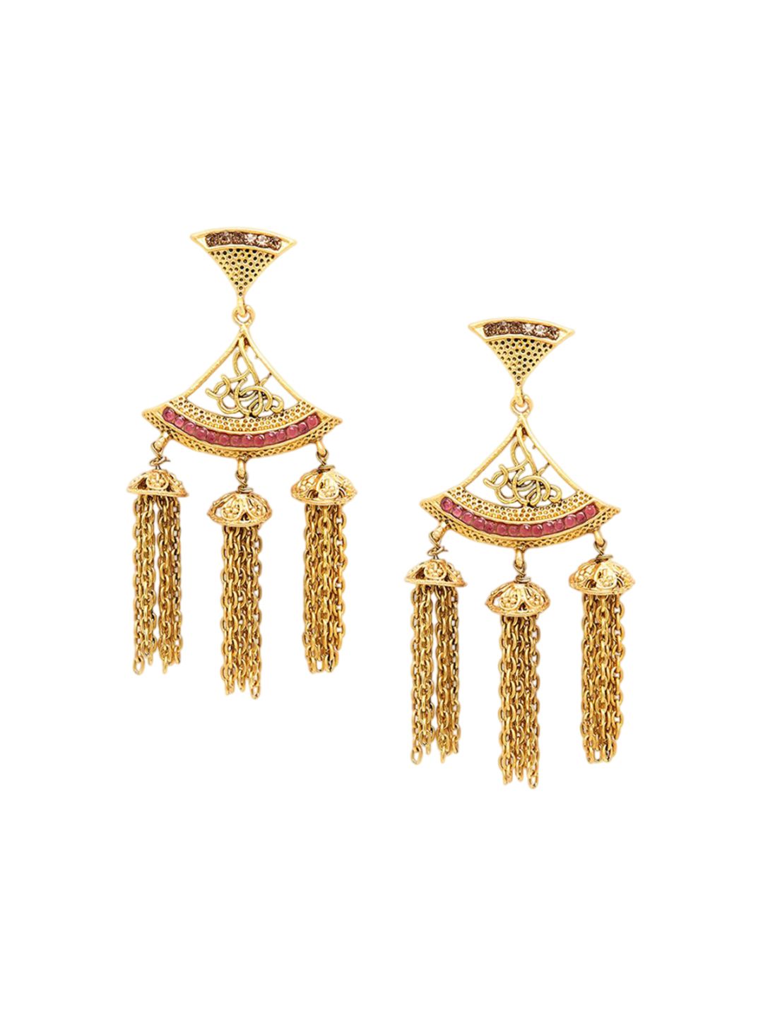 Anting-anting Drop Kontemporari Bersalut Emas Anouk Cubic Zirconia