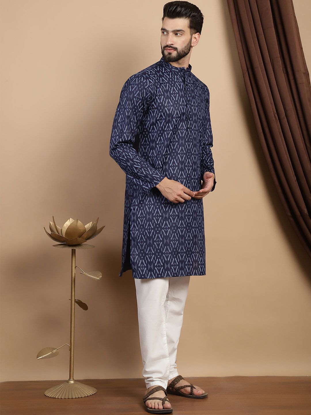 Anouk Floral Printed Regular Pure Cotton Kurta & Churidar