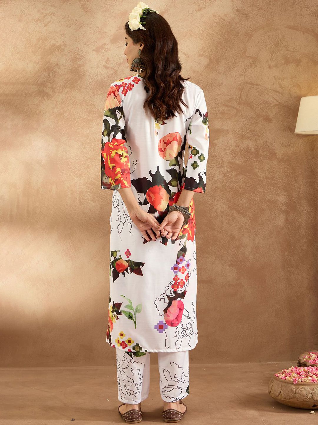 Indo Era Women Floral Printed Regular Kurta with Trousers