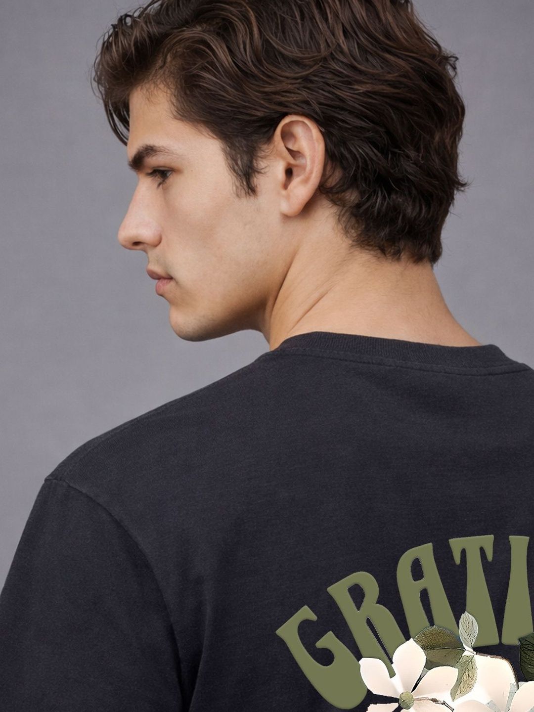 Baju-T Lengan Drop-Bahu Bercetak ADRO Lelaki